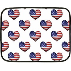 Usa Grunge Heart Shaped Flag Pattern Fleece Blanket (mini)