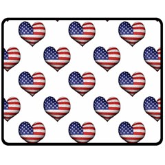 Usa Grunge Heart Shaped Flag Pattern Fleece Blanket (medium)  by dflcprints