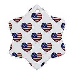 Usa Grunge Heart Shaped Flag Pattern Ornament (snowflake)  by dflcprints