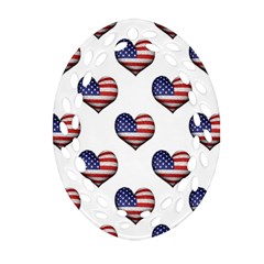 Usa Grunge Heart Shaped Flag Pattern Oval Filigree Ornament (2-side) 