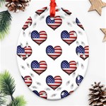 Usa Grunge Heart Shaped Flag Pattern Oval Filigree Ornament (2-Side)  Front