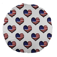 Usa Grunge Heart Shaped Flag Pattern Large 18  Premium Round Cushions