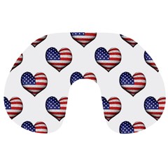 Usa Grunge Heart Shaped Flag Pattern Travel Neck Pillows