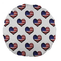 Usa Grunge Heart Shaped Flag Pattern Large 18  Premium Flano Round Cushions