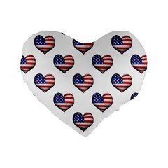 Usa Grunge Heart Shaped Flag Pattern Standard 16  Premium Flano Heart Shape Cushions