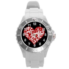 Valentine s Day Design Round Plastic Sport Watch (l) by Valentinaart