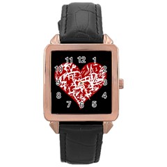 Valentine s Day Design Rose Gold Leather Watch  by Valentinaart