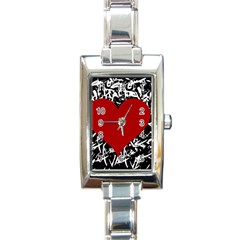 Red Valentine Rectangle Italian Charm Watch by Valentinaart