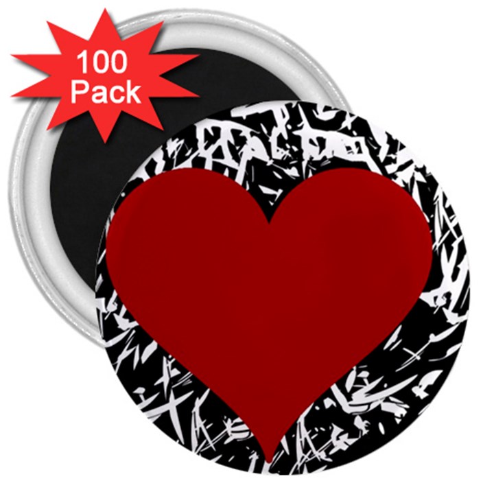 Red Valentine 3  Magnets (100 pack)