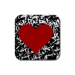 Red Valentine Rubber Square Coaster (4 Pack)  by Valentinaart