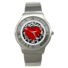 Red Valentine Stainless Steel Watch