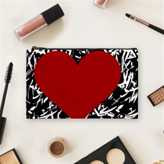 Red Valentine Cosmetic Bag (medium)  by Valentinaart