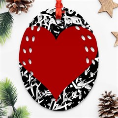 Red Valentine Ornament (oval Filigree) 