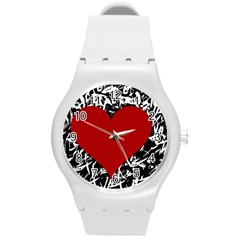 Red Valentine Round Plastic Sport Watch (m) by Valentinaart