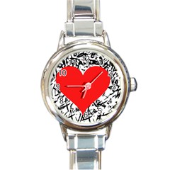 Red Valentine 2 Round Italian Charm Watch by Valentinaart