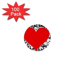 Red Valentine 2 1  Mini Buttons (100 Pack) 