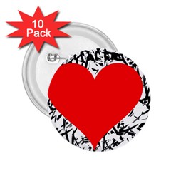 Red Valentine 2 2 25  Buttons (10 Pack) 