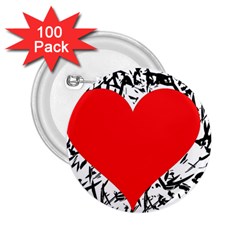 Red Valentine 2 2 25  Buttons (100 Pack)  by Valentinaart