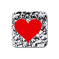 Red Valentine 2 Rubber Square Coaster (4 Pack) 