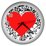 Red Valentine 2 Wall Clocks (Silver)  Front