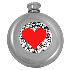 Red Valentine 2 Round Hip Flask (5 Oz) by Valentinaart