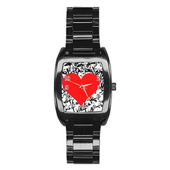 Red Valentine 2 Stainless Steel Barrel Watch by Valentinaart