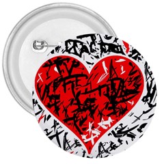 Red Hart - Graffiti Style 3  Buttons by Valentinaart