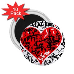 Red Hart - Graffiti Style 2 25  Magnets (10 Pack) 