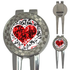 Red Hart - Graffiti Style 3-in-1 Golf Divots by Valentinaart