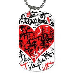 Red Hart - Graffiti Style Dog Tag (one Side)