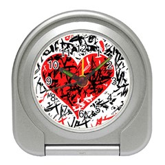 Red Hart - Graffiti Style Travel Alarm Clocks by Valentinaart