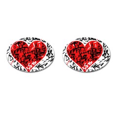 Red Hart - Graffiti Style Cufflinks (oval) by Valentinaart