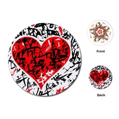 Red Hart - Graffiti Style Playing Cards (round)  by Valentinaart