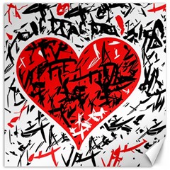 Red Hart - Graffiti Style Canvas 12  X 12   by Valentinaart