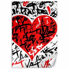 Red Hart - Graffiti Style Canvas 12  X 18   by Valentinaart