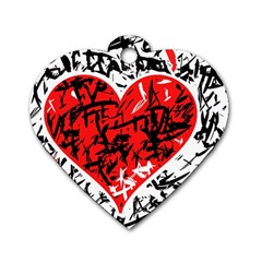 Red Hart - Graffiti Style Dog Tag Heart (two Sides)