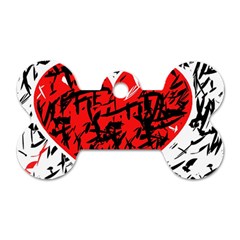 Red Hart - Graffiti Style Dog Tag Bone (one Side) by Valentinaart