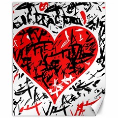 Red Hart - Graffiti Style Canvas 11  X 14   by Valentinaart