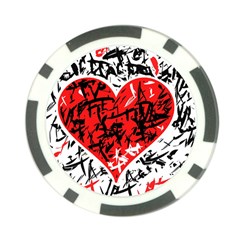 Red Hart - Graffiti Style Poker Chip Card Guards by Valentinaart