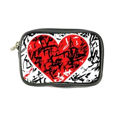 Red Hart - Graffiti Style Coin Purse by Valentinaart