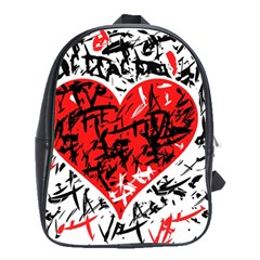 Red Hart - Graffiti Style School Bags(large)  by Valentinaart