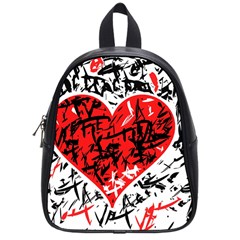 Red Hart - Graffiti Style School Bags (small)  by Valentinaart