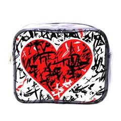 Red Hart - Graffiti Style Mini Toiletries Bags by Valentinaart