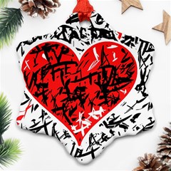 Red Hart - Graffiti Style Snowflake Ornament (2-side)