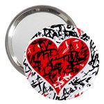 Red hart - graffiti style 3  Handbag Mirrors Front