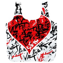 Red Hart - Graffiti Style Full Print Recycle Bags (l) 