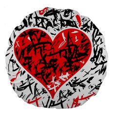 Red Hart - Graffiti Style Large 18  Premium Flano Round Cushions