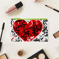 Red Hart - Graffiti Style Cosmetic Bag (xs) by Valentinaart