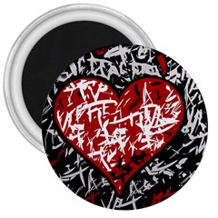 Red Graffiti Style Hart  3  Magnets by Valentinaart