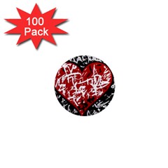 Red Graffiti Style Hart  1  Mini Magnets (100 Pack)  by Valentinaart